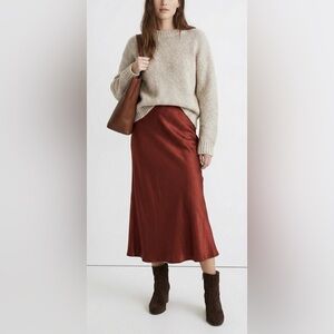 Madewell Burgundy Midi Skirt with side slit